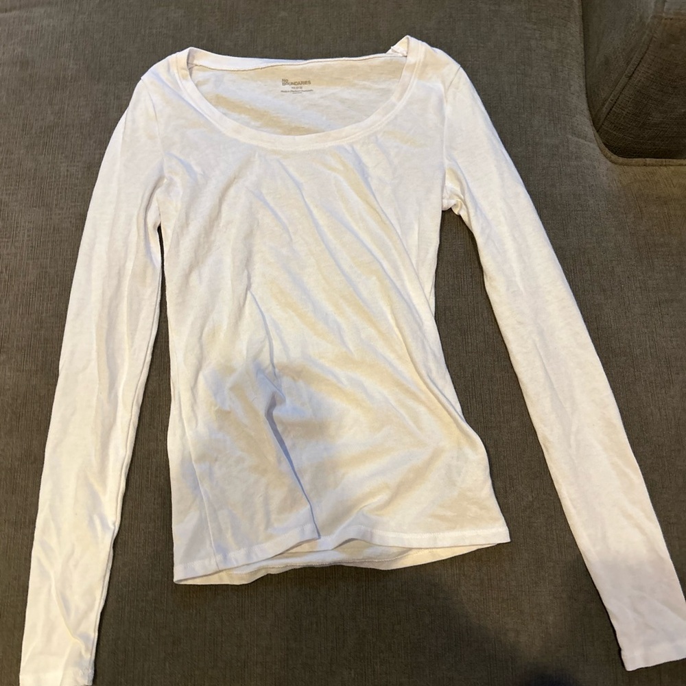 No Boundaries Fitted White Long Sleeve Top